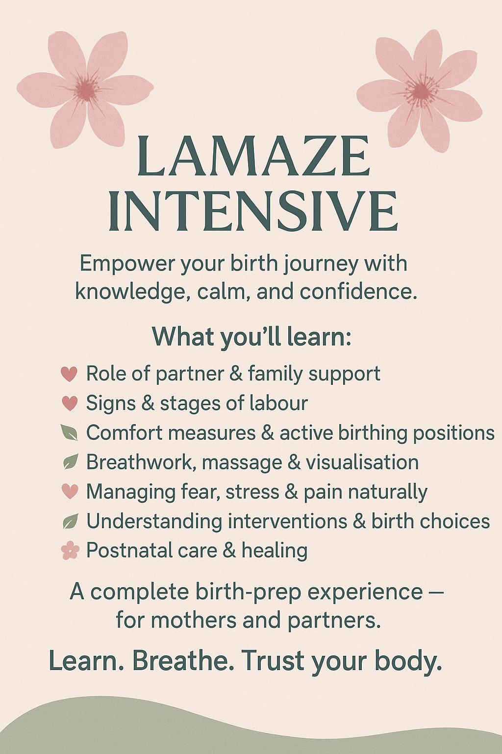 Lamaze Intensive – Complete Childbirth Preparation Class