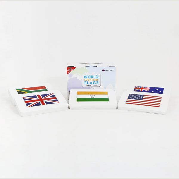 Hungry Brain World Countries Flags Flash Cards for kids I 195 flags cards for Educational Learning for Babies 9 months to 10 years